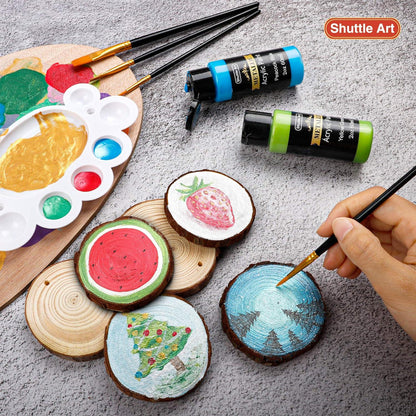 Set 20 Metallic Acrylfarben 60ml Flaschen Pinsel Palette für Kunst