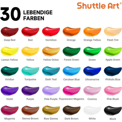 Acrylfarben Set 30 Farben 10 Pinsel 5 Leinwände 1 Spachtel