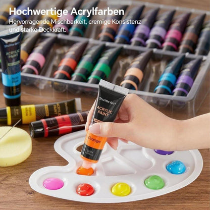 Acrylfarben Set 30 Farben 10 Pinsel 5 Leinwände 1 Spachtel