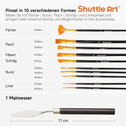 Acrylfarben Set 30 Farben 10 Pinsel 5 Leinwände 1 Spachtel