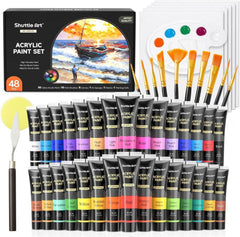Acrylfarben Set 30 Farben Tuben Pinsel Leinwände Spachtel Palette