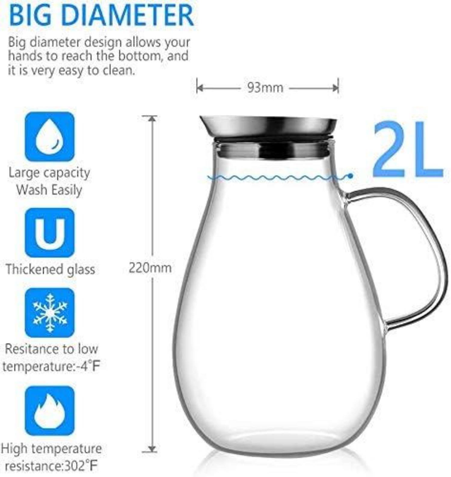 Glaskaraffe Borosilikatglas Wasserkaraffe Edelstahldeckel