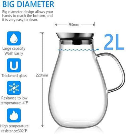 Glaskaraffe Borosilikatglas Wasserkaraffe Edelstahldeckel