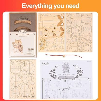 3D Holzpuzzle Plutus Katze DIY Modellbausatz Geschenk