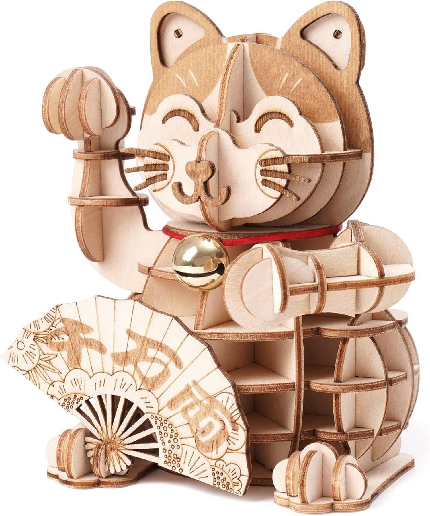 DIY 3D Holzpuzzle Katze Geschenke Dekoration Teenager Erwachsene