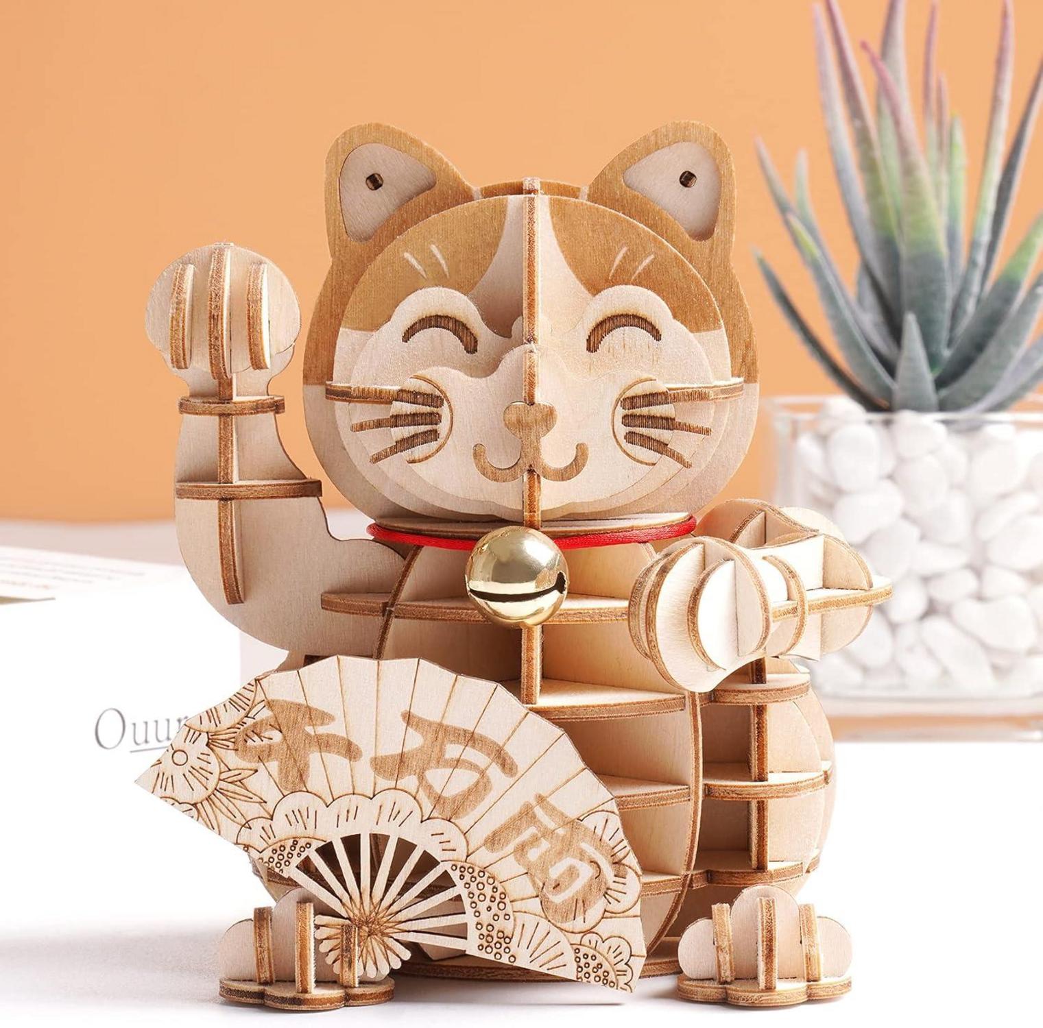 3D Holzpuzzle Plutus Katze DIY Modellbausatz Geschenk