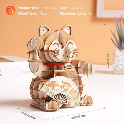 3D Holzpuzzle Plutus Katze DIY Modellbausatz Basteln Geschenke und
