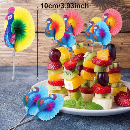 Party Zubehör Cocktail Deko Sticks 100 Stück Papier Pfau