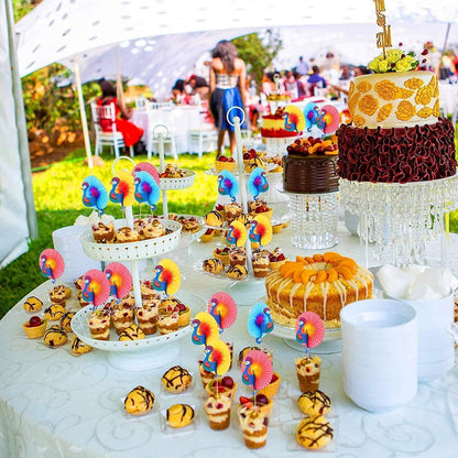 Party Zubehör Cocktail Deko Sticks 100 Stück Papier Pfau