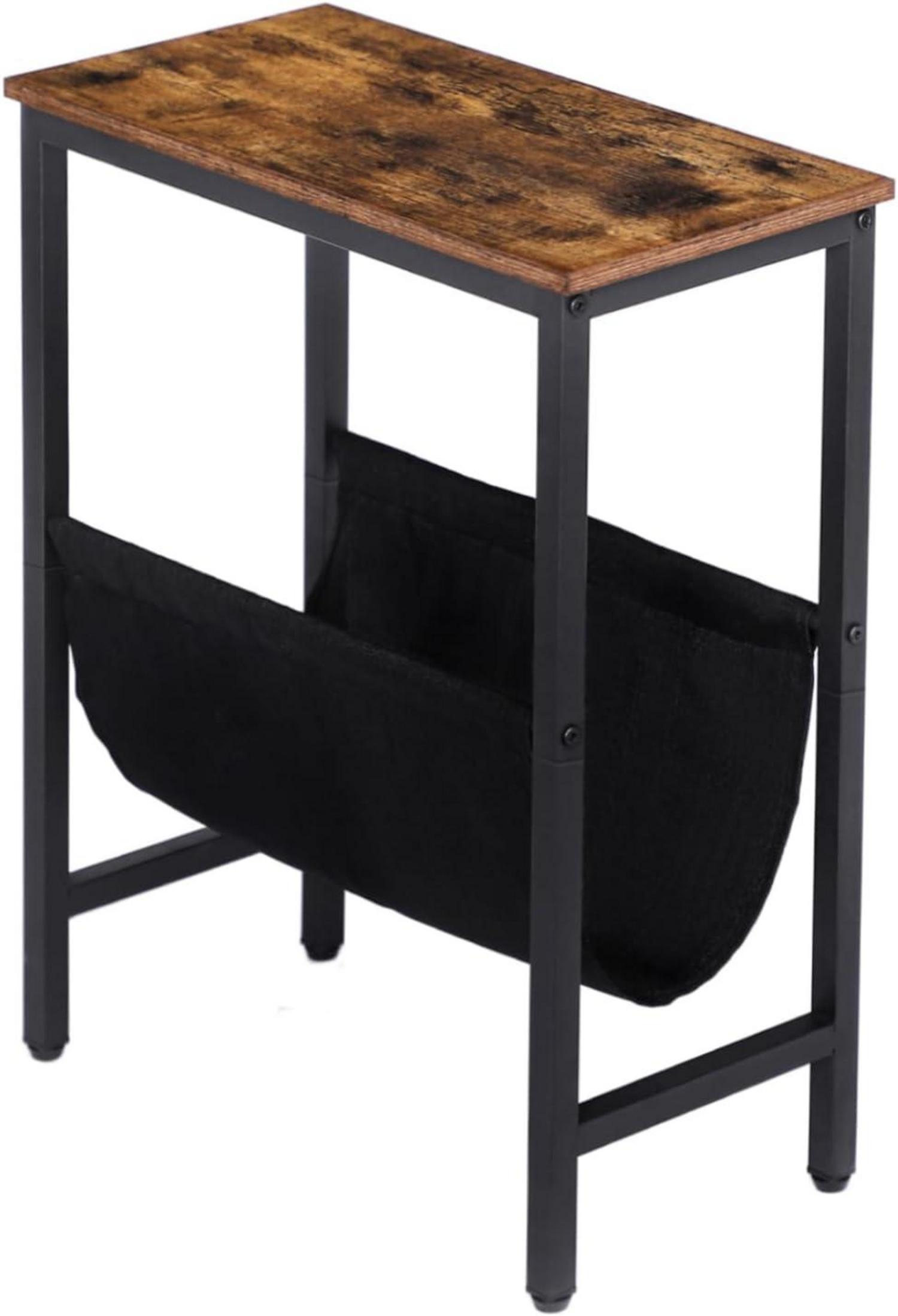 Beistelltisch mit Stauraum und Korb, moderner Couchtisch in