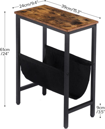 Beistelltisch mit Stauraum und Korb, moderner Couchtisch in