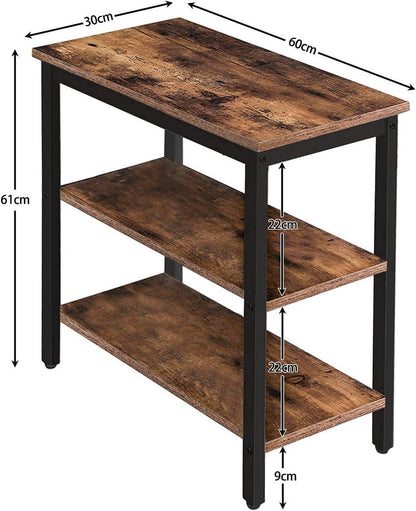 Beistelltisch mit 3 Ablagen Industriestil Vintage dunkelbraun