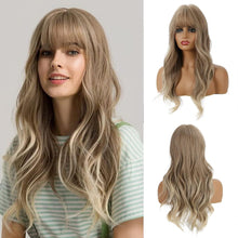 24 Zoll Ash Blonde Synthetische Gewellte Perücke mit Pony
