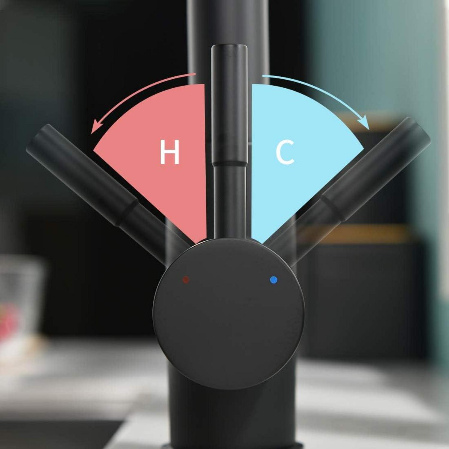 Moderne TIMACO Küchenarmatur Schwarz 360° schwenkbar ausziehbar
