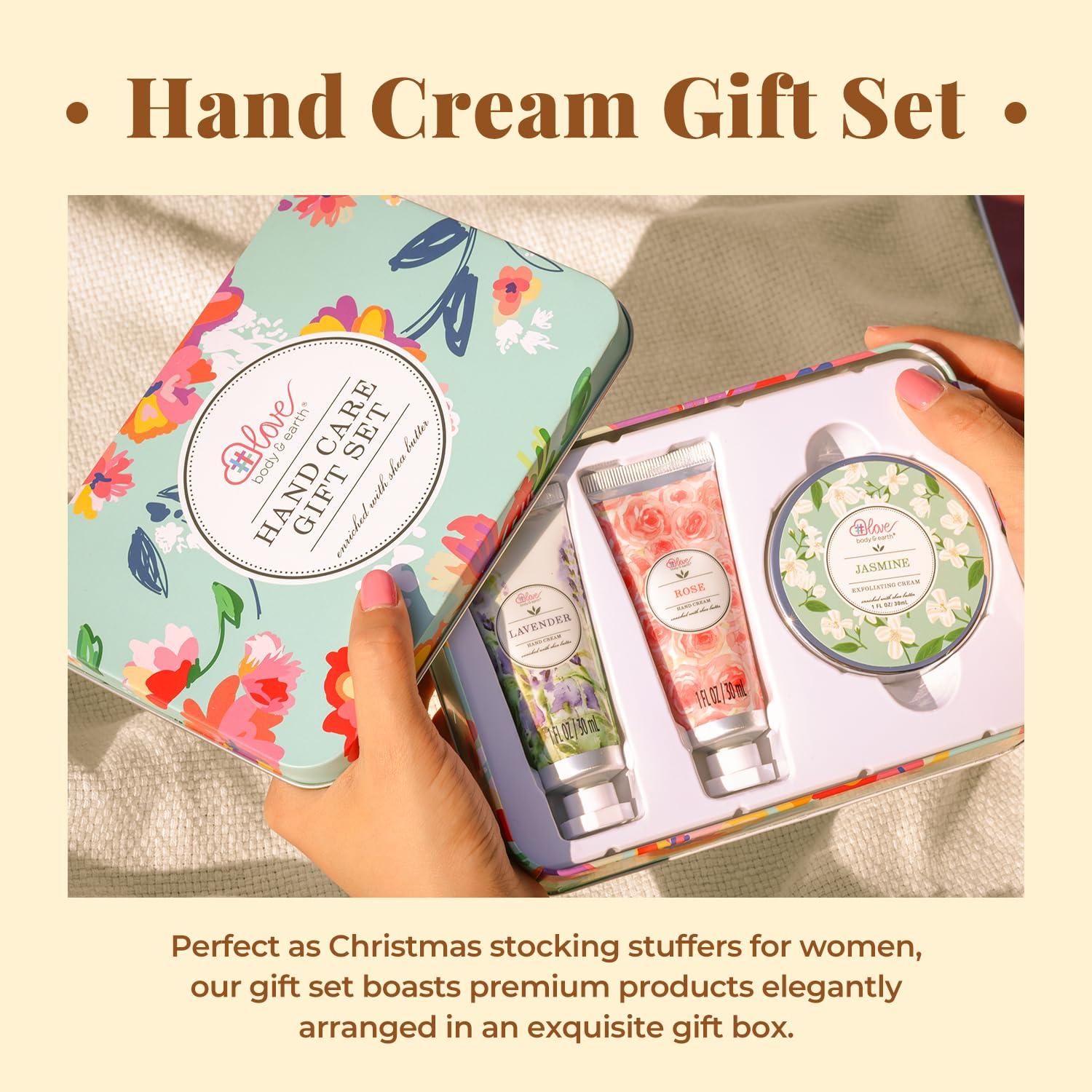 Handcreme Geschenkset Rosen Jasmin Lavendel Peelingcreme