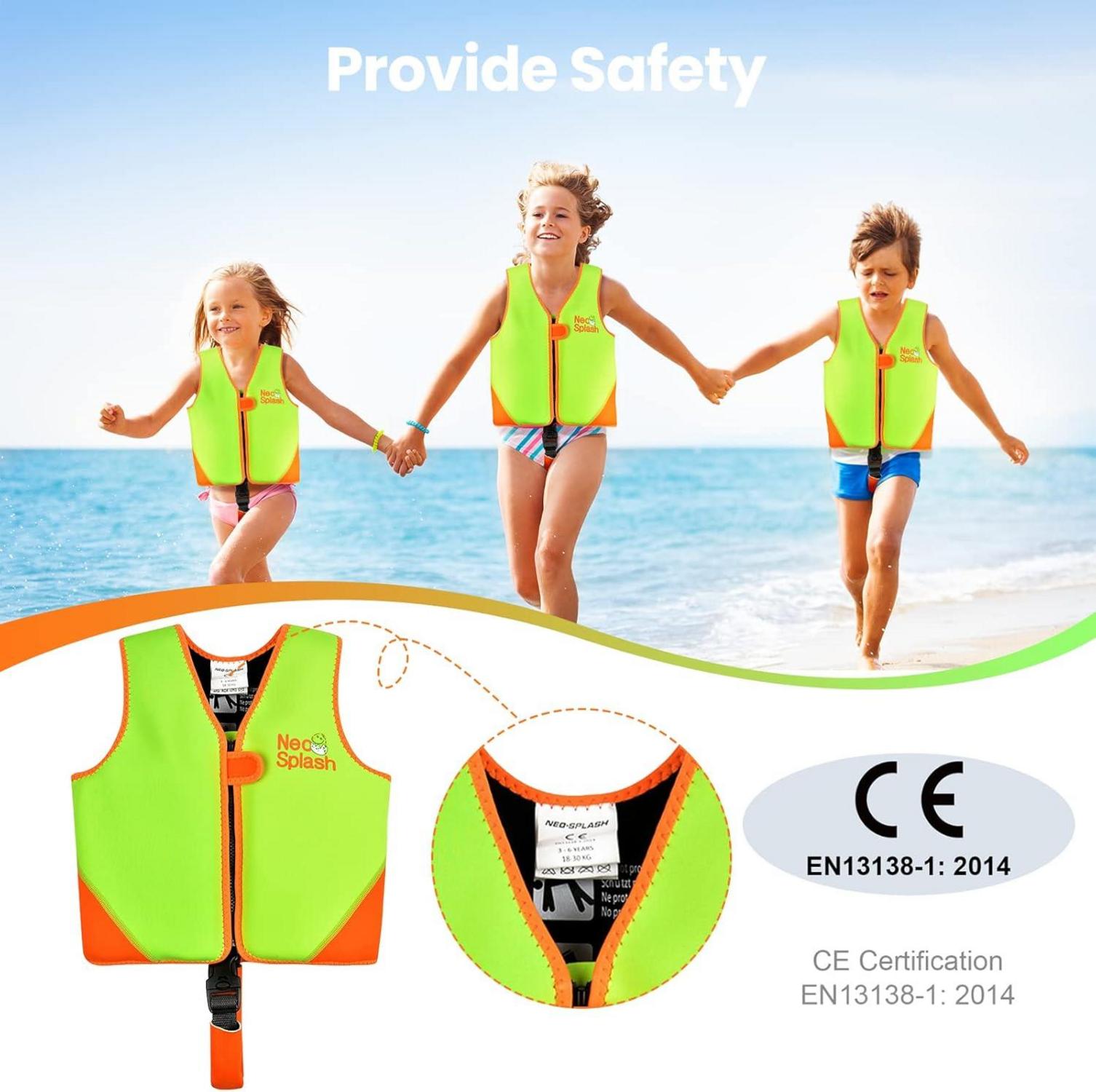 Kinder Schwimmlernweste Schwimmhilfe Cartoon Neopren 1-6 Jahre Blau