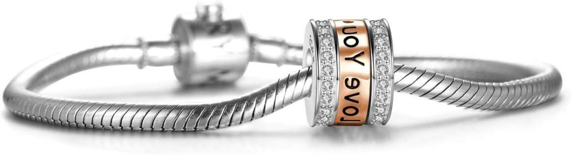 925 Sterling Silber Charm Roségold Kristall Herz für europäische Armband-Geschenke