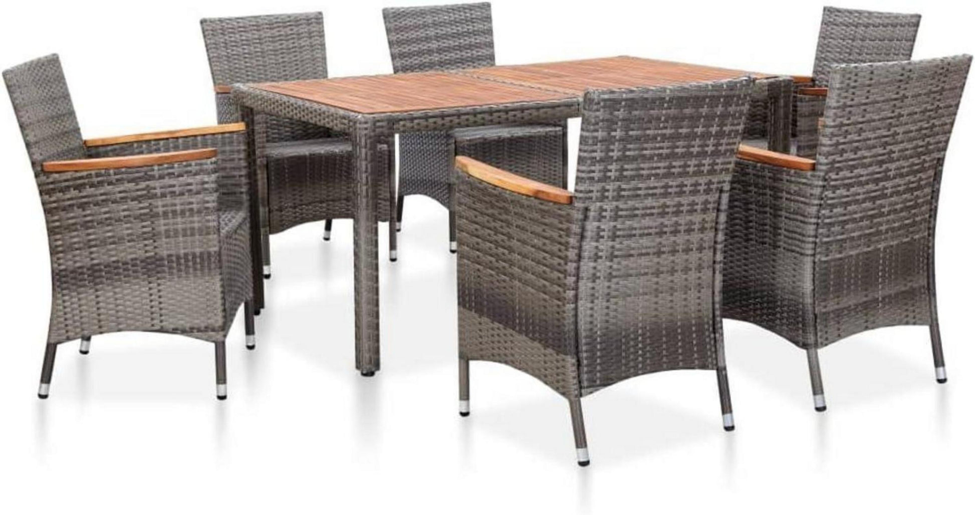 Gartenmöbel 7-TLG. Poly Rattan Grau Sitzgruppe Auflagen