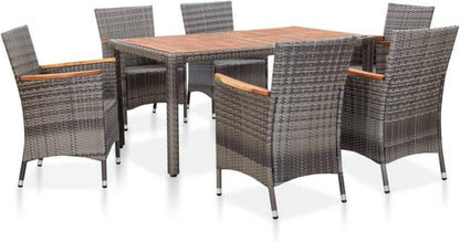 Gartenmöbel 7-TLG. Poly Rattan Grau Sitzgruppe Auflagen