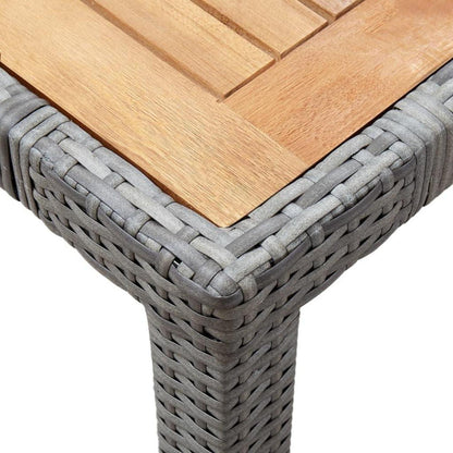 Gartenmöbel Set 7-TLG. Grau Poly Rattan Sitzgruppe Auflagen Esstisch