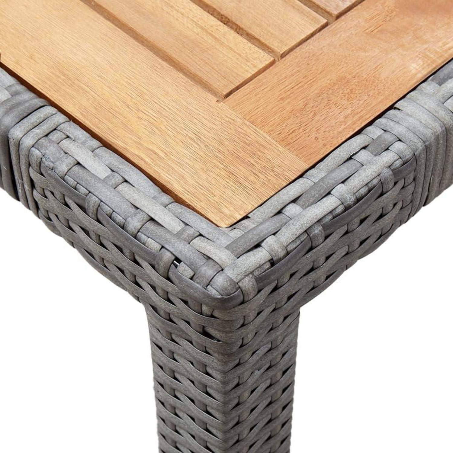 Gartenmöbel Set 7-TLG. Grau Poly Rattan Sitzgruppe Auflagen Esstisch
