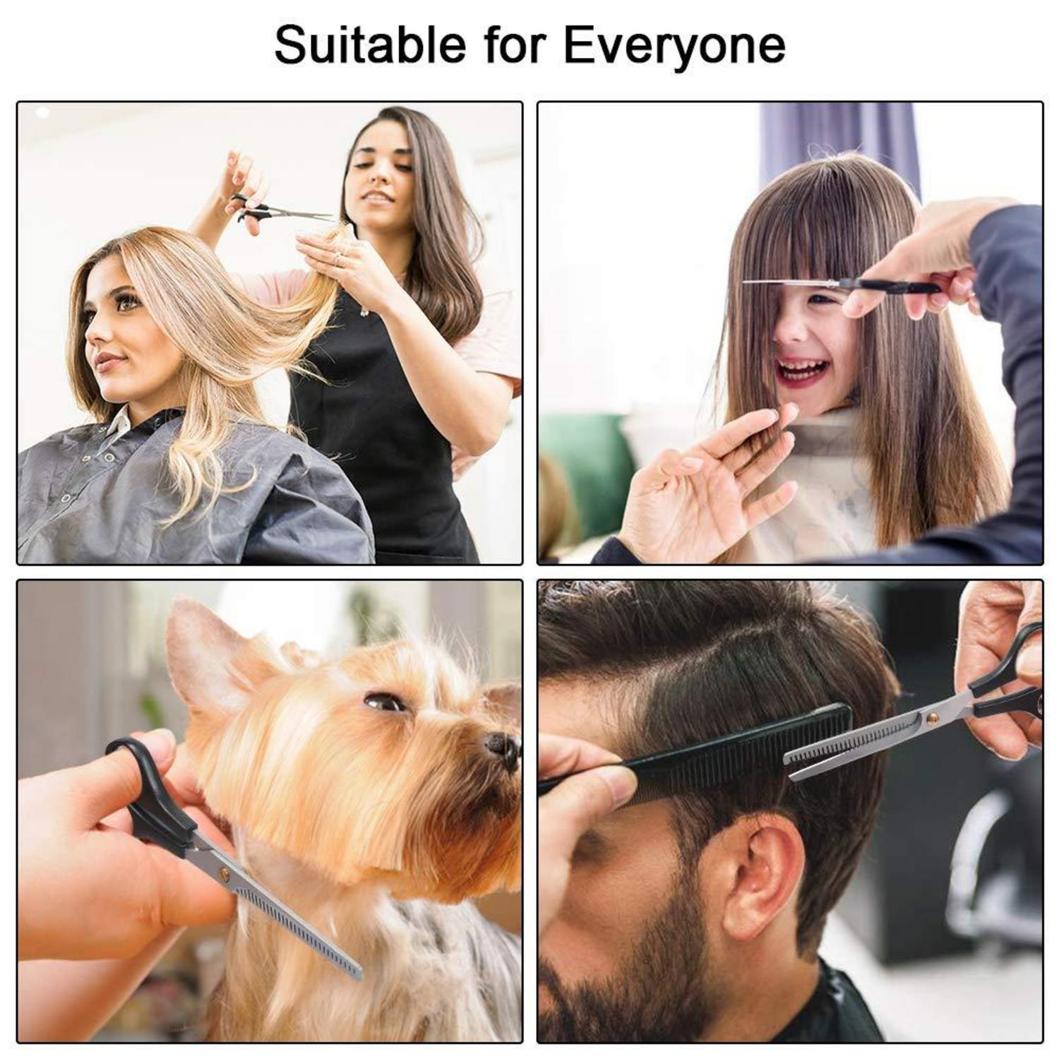 Professionelles Haarschere-Set mit Effilierer und Kamm - Schwarz