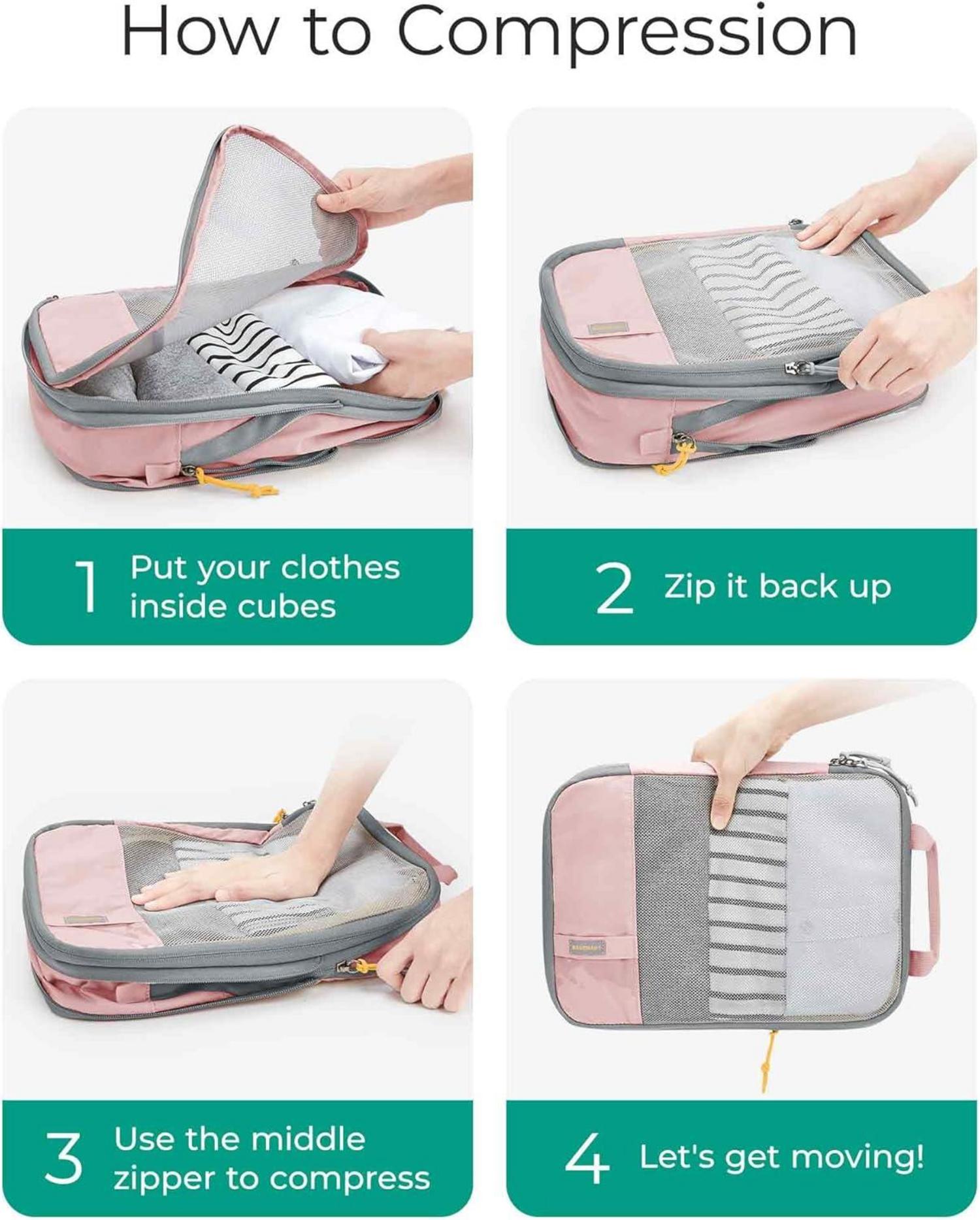 Koffer Organizer Packing Cubes Compression 6er Set Reise Packtaschen Rosa