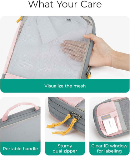 Koffer Organizer Packing Cubes Compression 6 Stück Wasserdicht Rosa