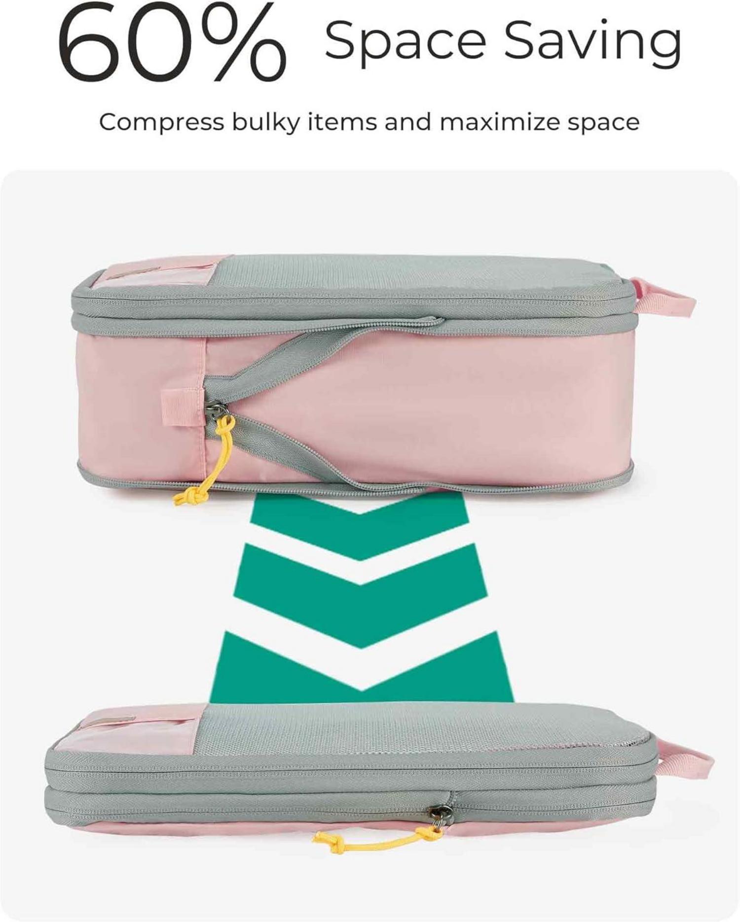 Koffer Organizer Packing Cubes Compression 6er Set Reise Packtaschen Rosa