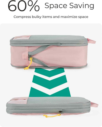Koffer Organizer Packing Cubes Compression 6er Set Reise Packtaschen Rosa
