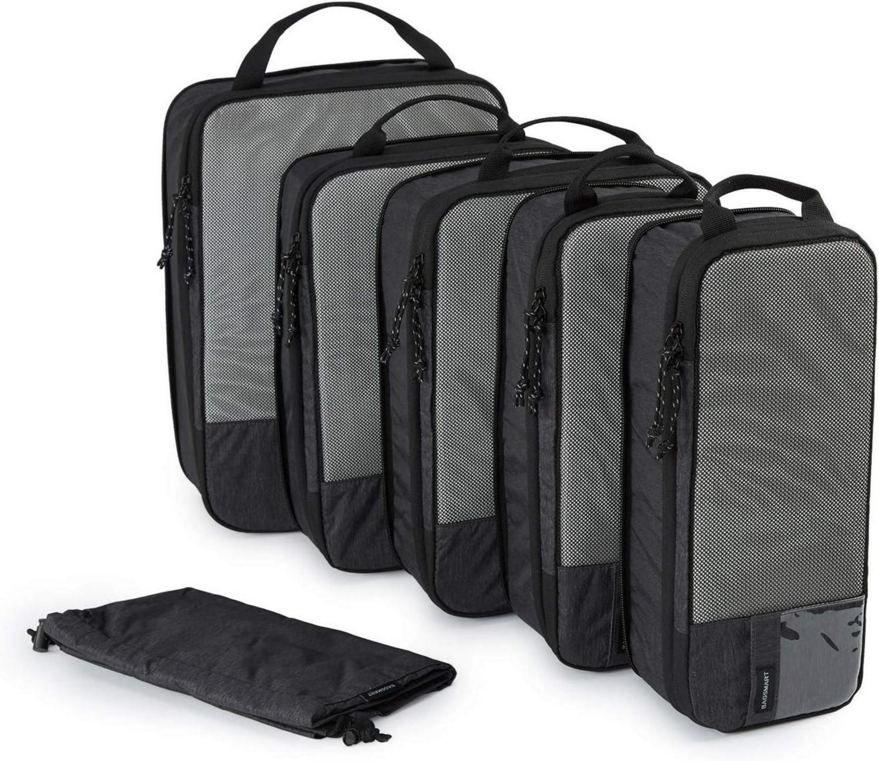 Packtaschen Set für Koffer, 6er Pack, Wasserdicht, Schwarz