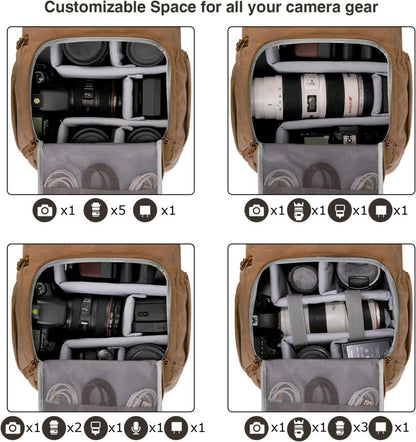 Fotorucksack DSLR Kamerarucksack Canvas Diebstahlsicher