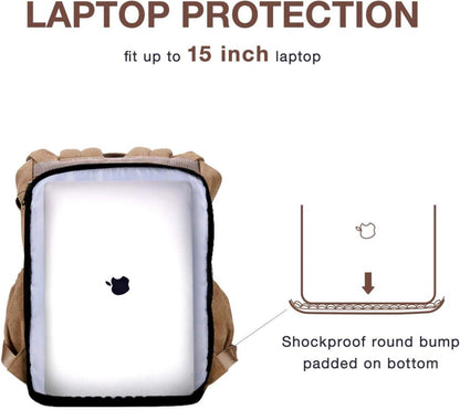 Fotorucksack DSLR Kamerarucksack Canvas Diebstahlsicher Wasserabweisend 15 Zoll Laptop