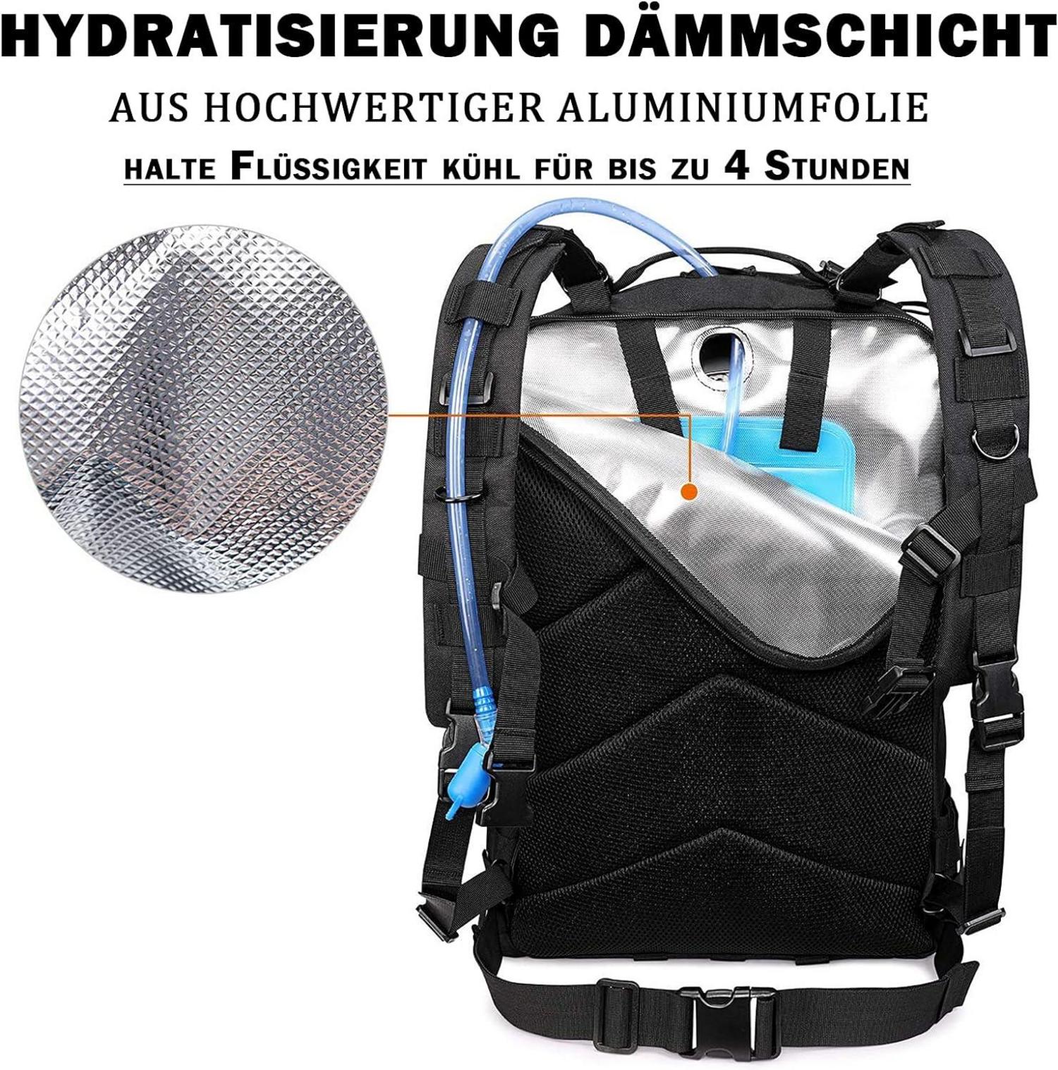 Taktischer Militär Rucksack 50L Herren Camping Wandern Schwarz