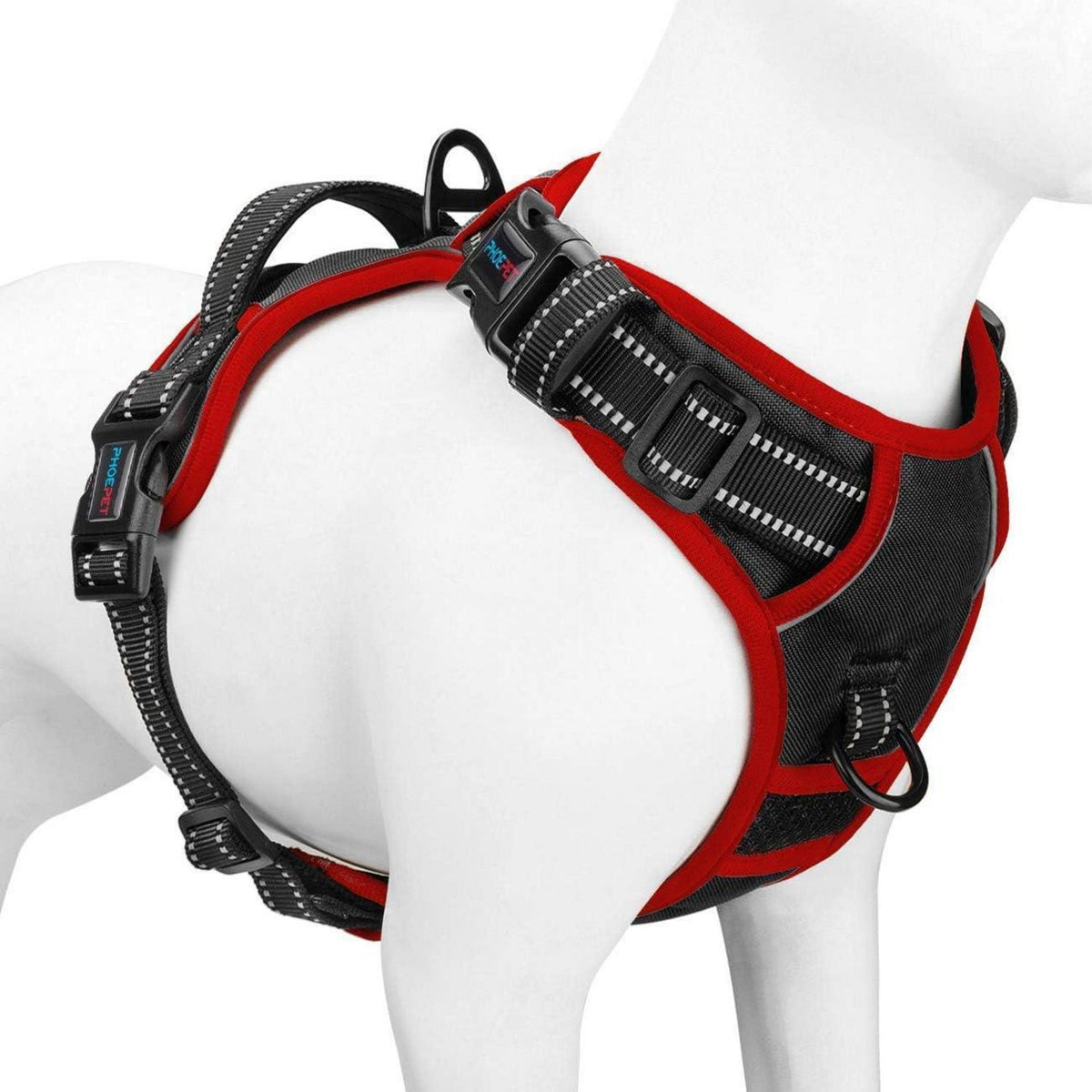 Hundegeschirr mit Griff, reflektierend, verstellbar, Schwarz XS