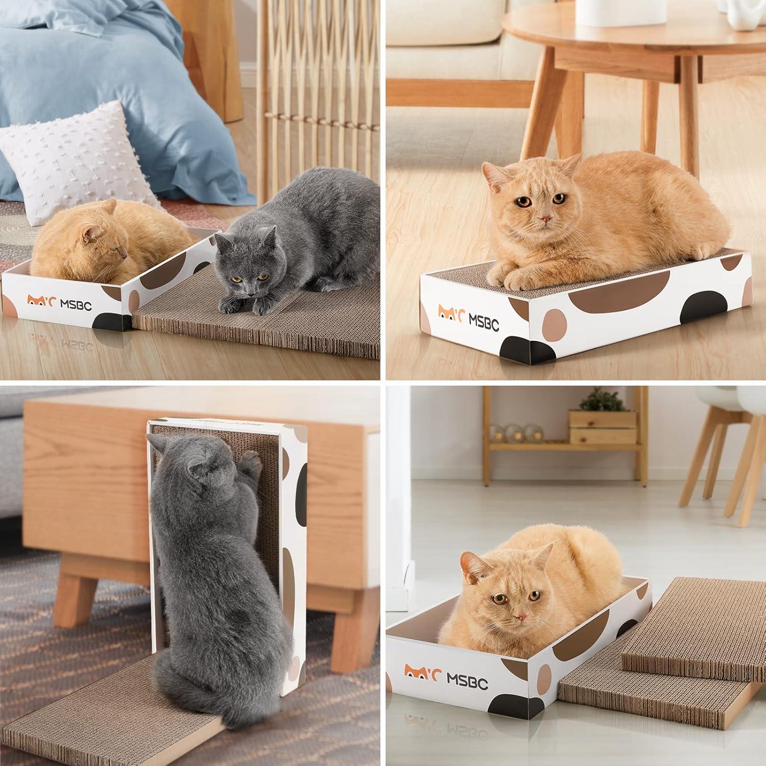 3er Pack Kratzbretter für Katzen mit Katzenminze, Robust & Doppelseitig