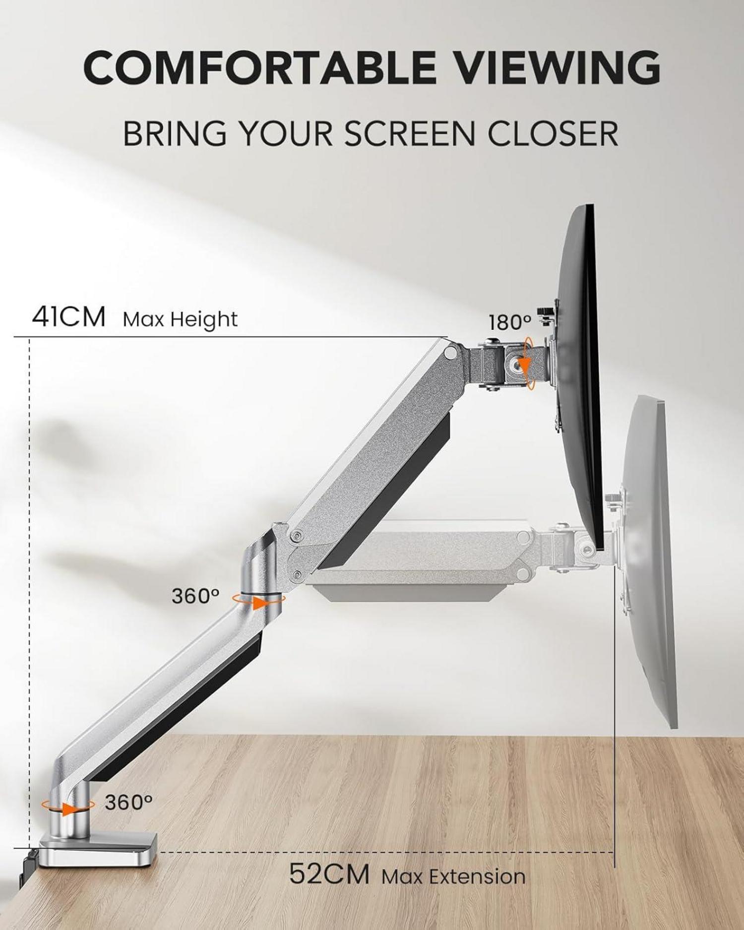 Monitor Halterung Gasdruckfeder Arm Ergonomisch Schwenkbar Drehbar