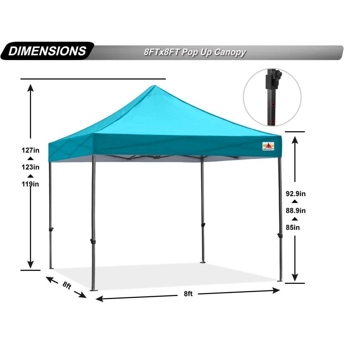 Pop-Up Pavillon wasserdicht 2,5x2,5m Türkis mit Rollentasche