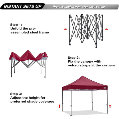 Pop-Up Pavillon 2,5x2,5m wasserdicht Burgunderrot mit Rollentasche