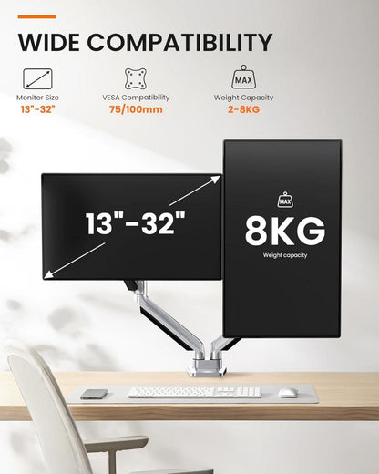 ErGear Monitor Halterung 2 Monitore 13-32 Zoll Ergonomisch