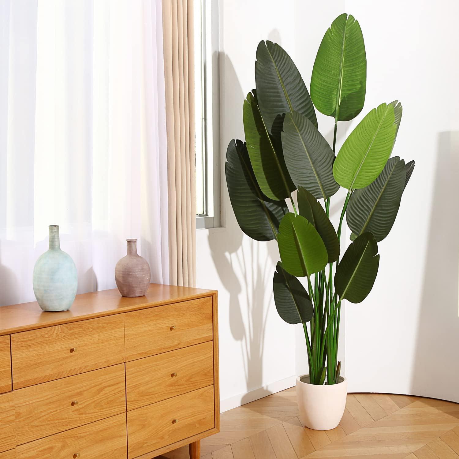 Künstliche Paradiesvogel Palme 180cm Grün für Schlafzimmer Wohnzimmer