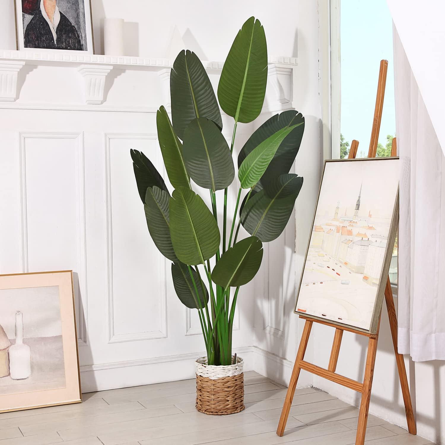 Fopamtri Künstliche Paradiesvogel-Palme 180cm Grün im Topf