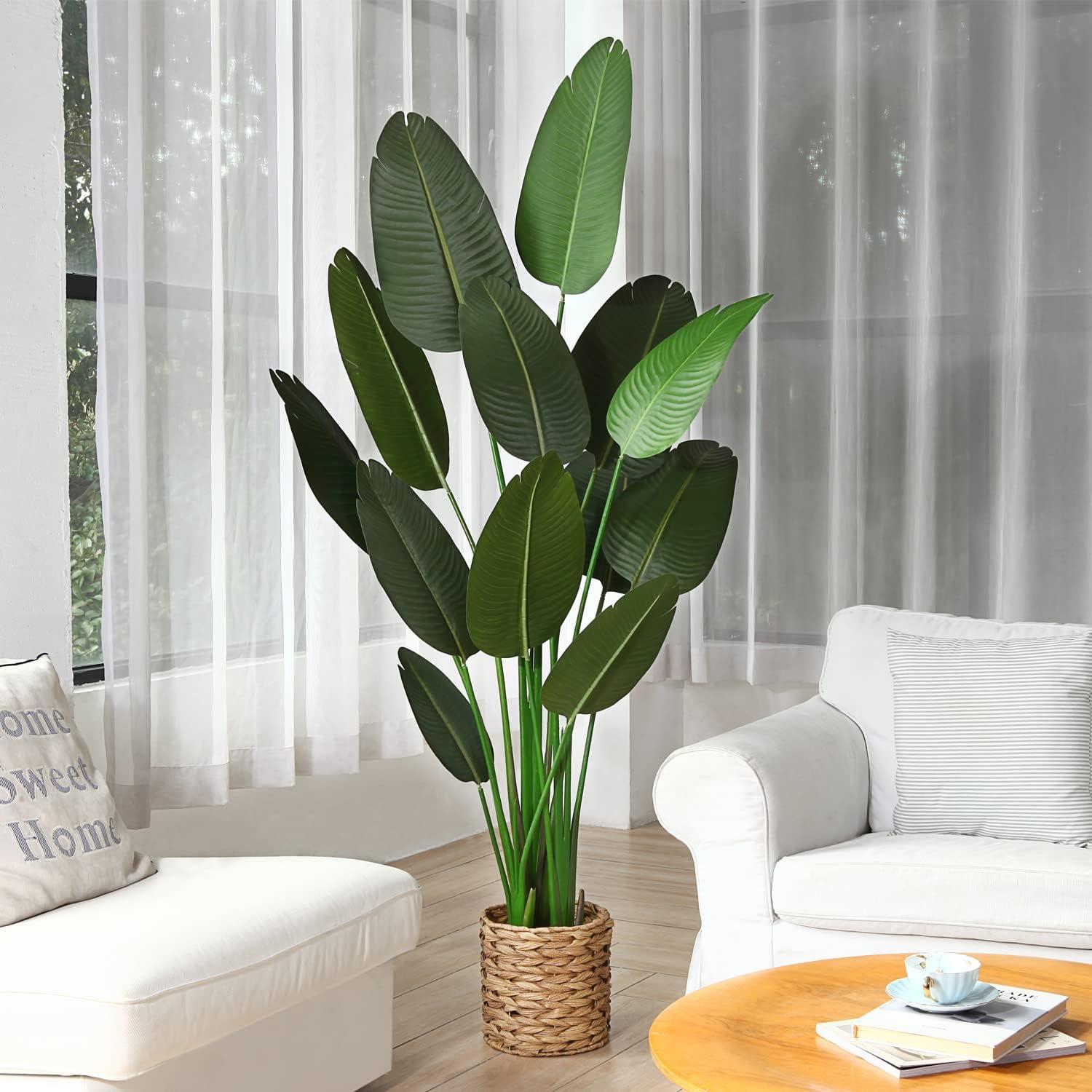 Künstliche Paradiesvogel Baum 180cm Grün Palme Deko für Schlafzimmer