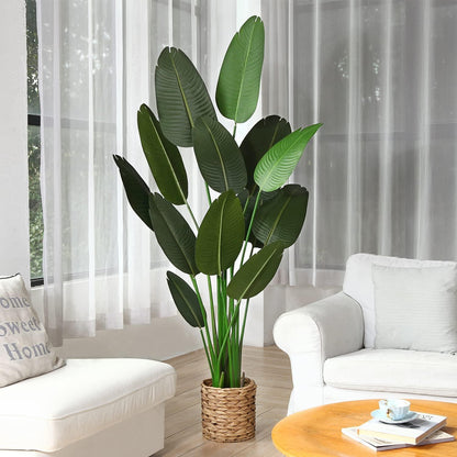 Künstliche Paradiesvogel Baum 180cm Grün Palme Deko für Schlafzimmer