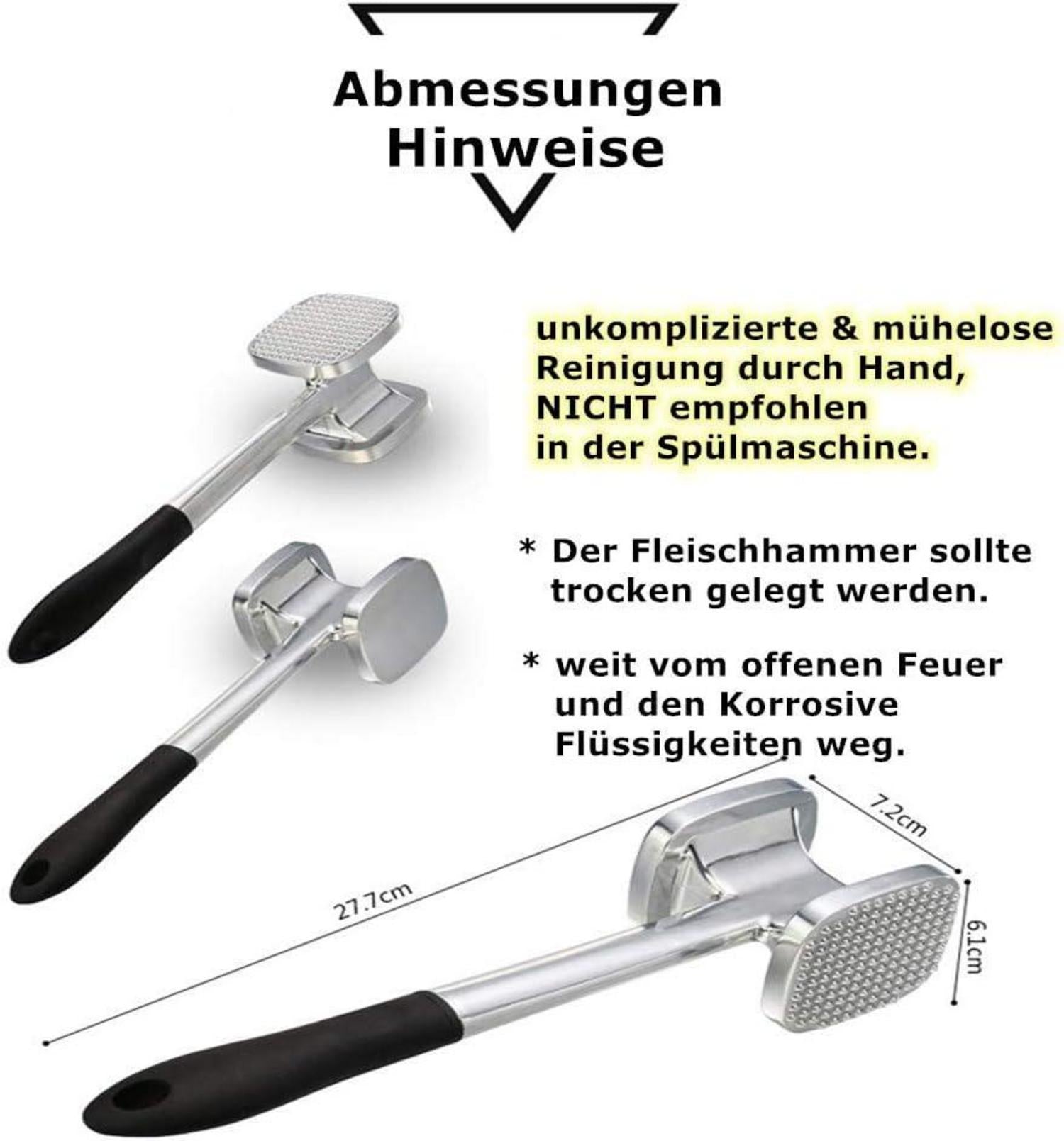 Fleischklopfer Doppelseitig Alulegierung Rostfrei mit Kunststoffgriff