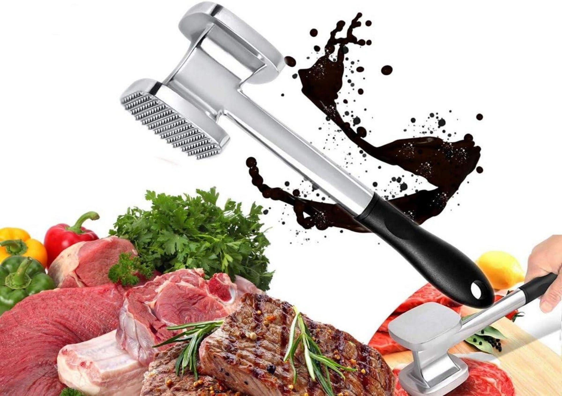 Fleischklopfer Doppelseitig Alulegierung Rutschfester Griff