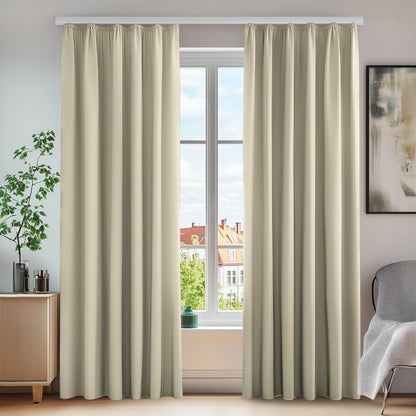Blickdichte Thermovorhänge 260x140 cm - Beige 2er Set