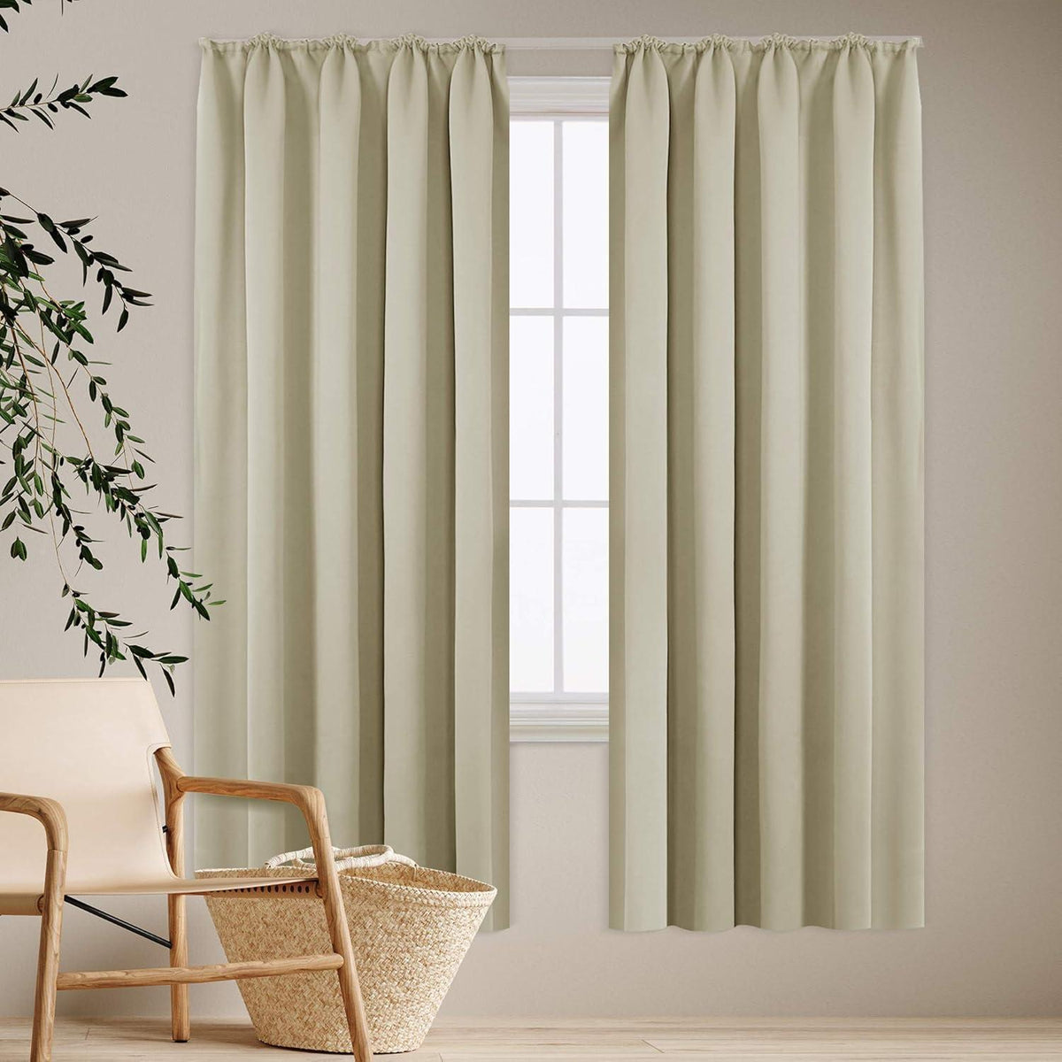 Blickdichte Thermovorhänge 260x140 cm - Beige 2er Set