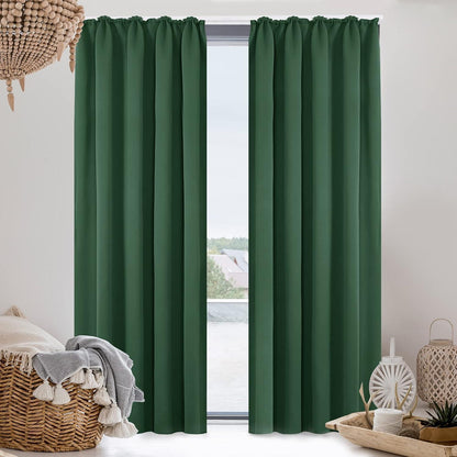 Verdunklungsvorhänge Thermo 2er Set, Waldgrün, 200x140 cm
