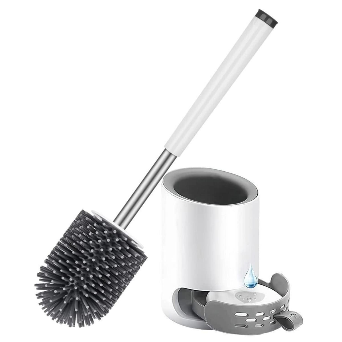 Silikon Toilettenbürste Set mit Halter & Pinzette – Grau